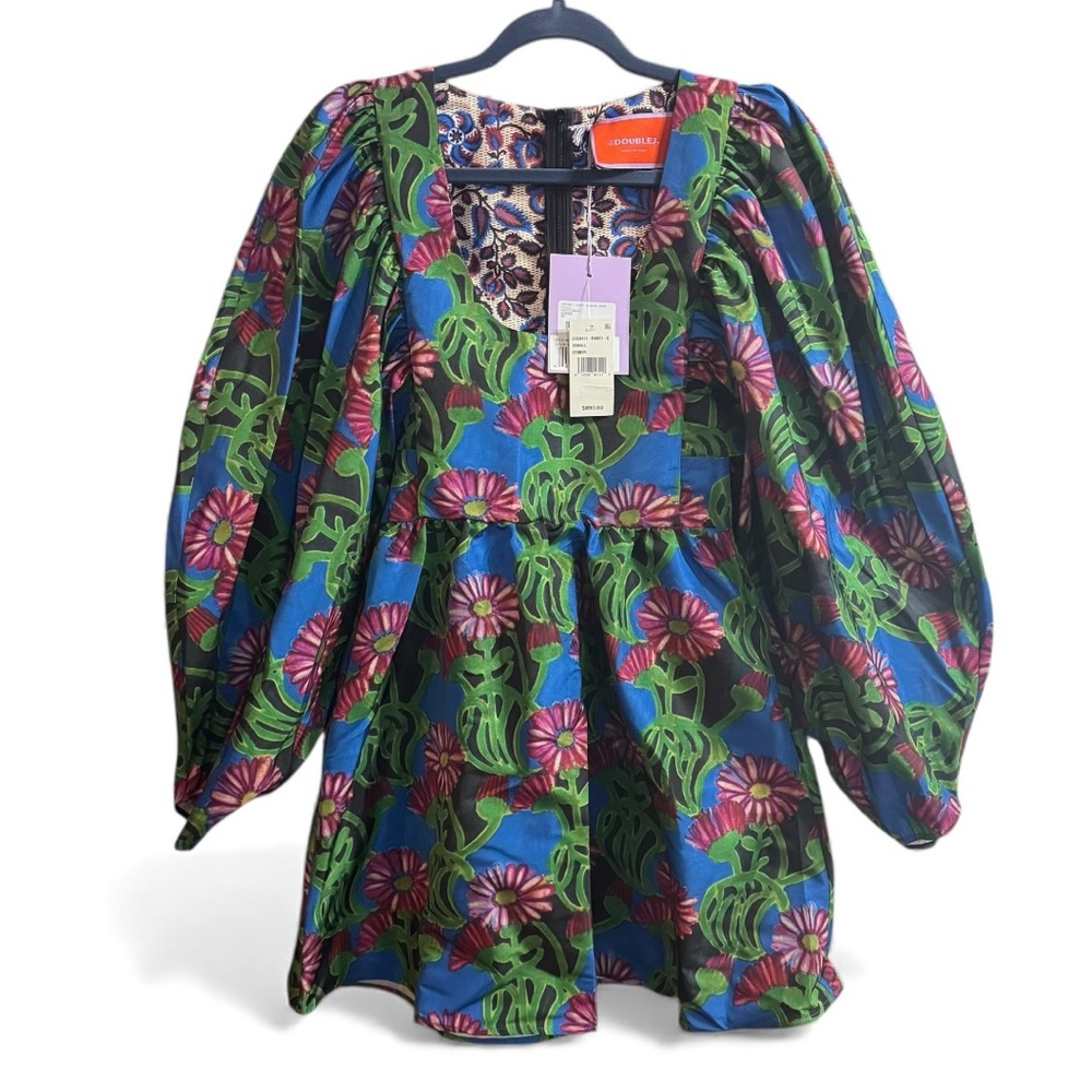 La DoubleJ Gerber Dolly Minidress Puff Sleeve XS Green Holiday Party Gift Ready - Picture 5 of 10